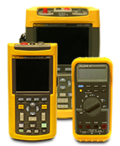picture of Fluke 91, 92, 93, 95, 96, 97, 98 ,99, 105 Series II Scopemeter with black display lines and no waveform reading on channel needing repair and calibration